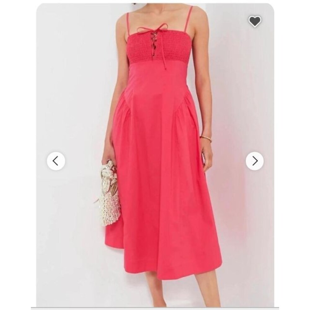 NWOT Hyacinth House Tuckernuck Pink Serafina Drop Waist Smocked Midi Medium